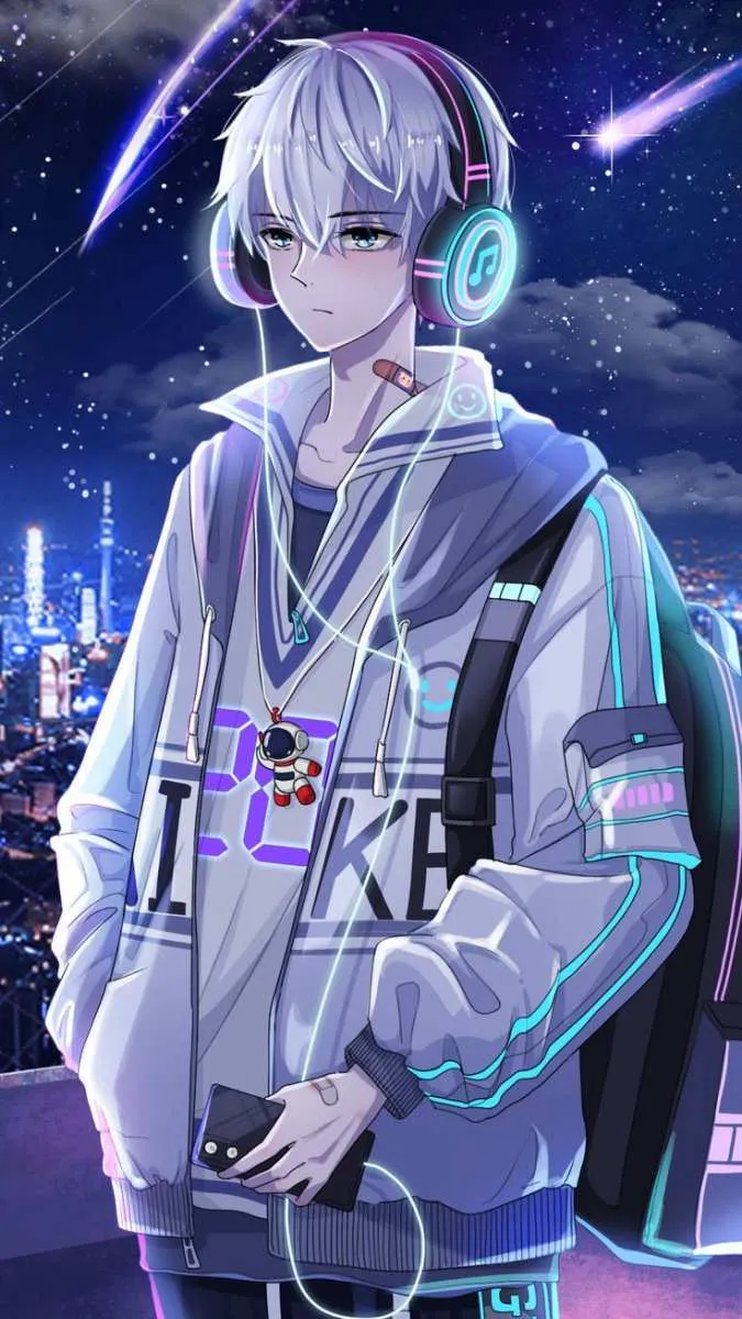 Hình nền anime ngầu cho điện thoại nhân vật nam tóc trắng lạnh lùng