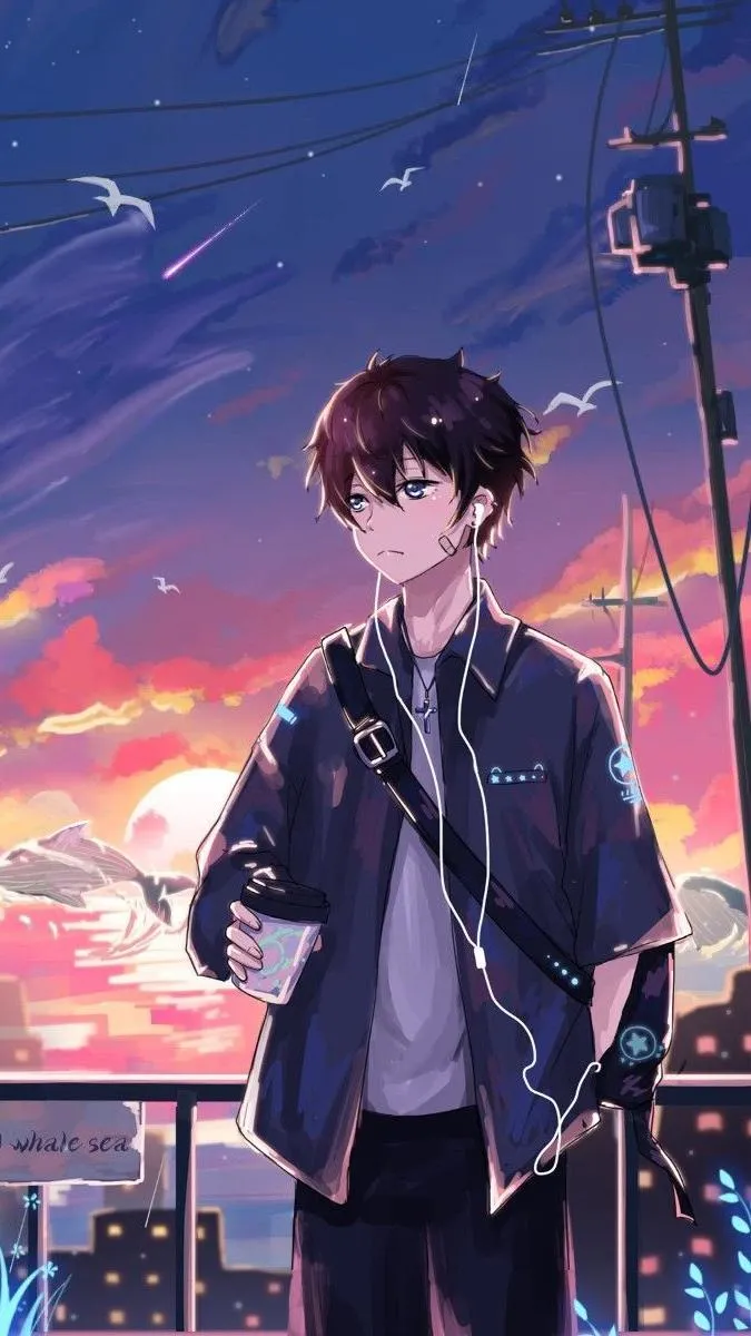Hình nền anime cute cho điện thoại cô gái và bánh ngọt