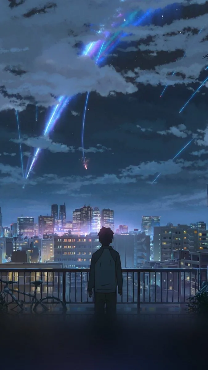Hình nền anime ngầu đẹp cho điện thoại cảnh phi thuyền bay trên bầu trời