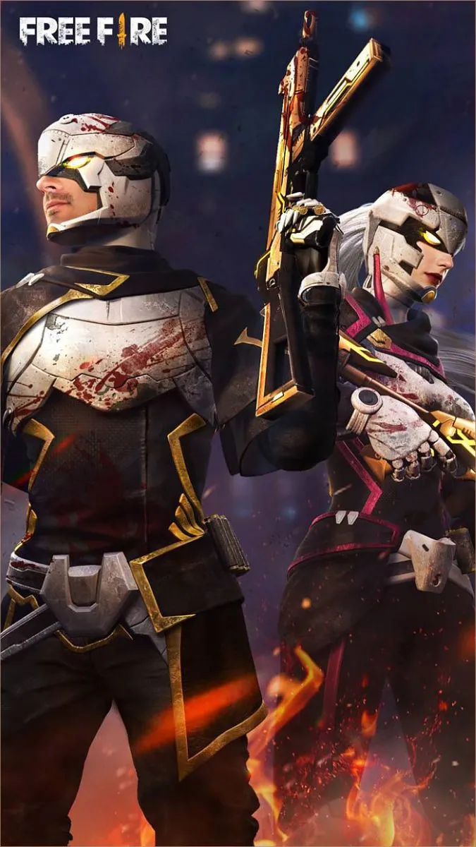 Hình nền Free Fire 3D với chi tiết áo giáp và vũ khí