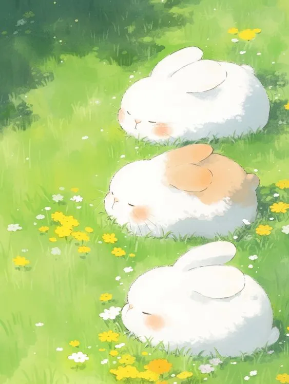 Hình anime chibi màu xanh lá dễ thương