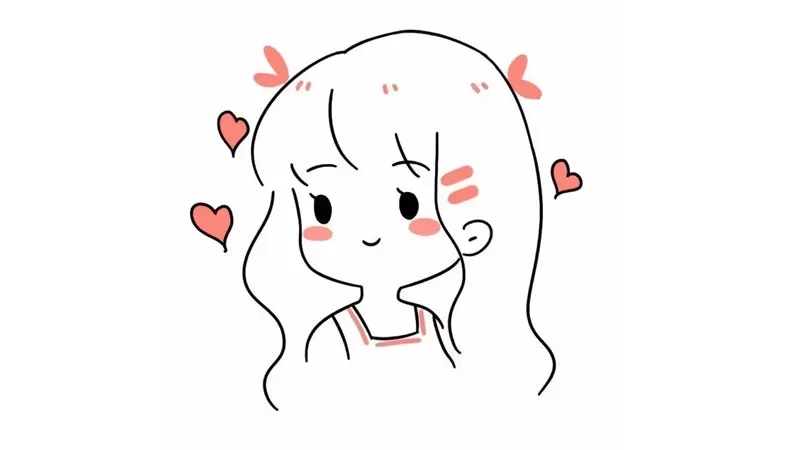 hình anime cute cô gái phác thảo