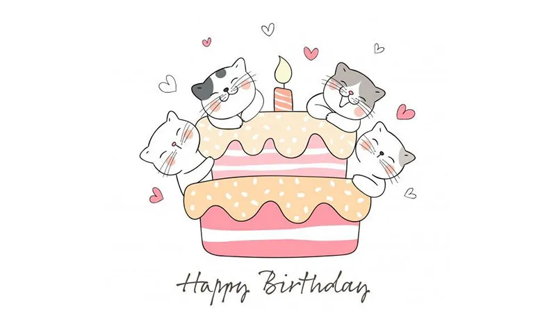 chibi chúc mừng sinh nhật bánh kem