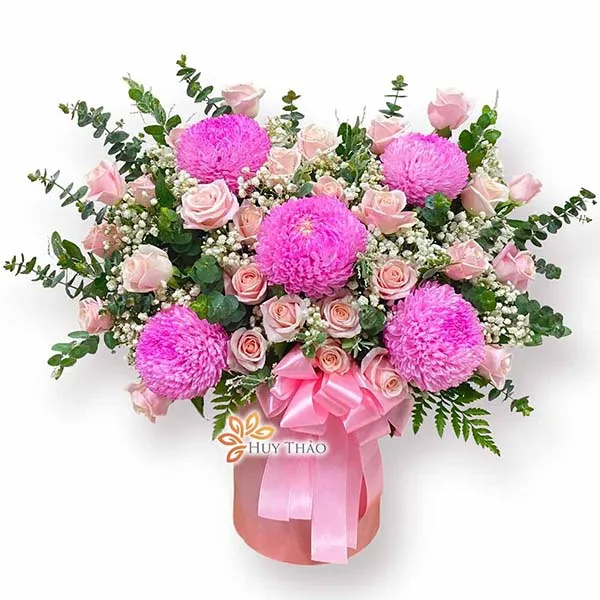 Lẵng hoa 8/3 đẹp nhất với sắc hồng tươi thắm