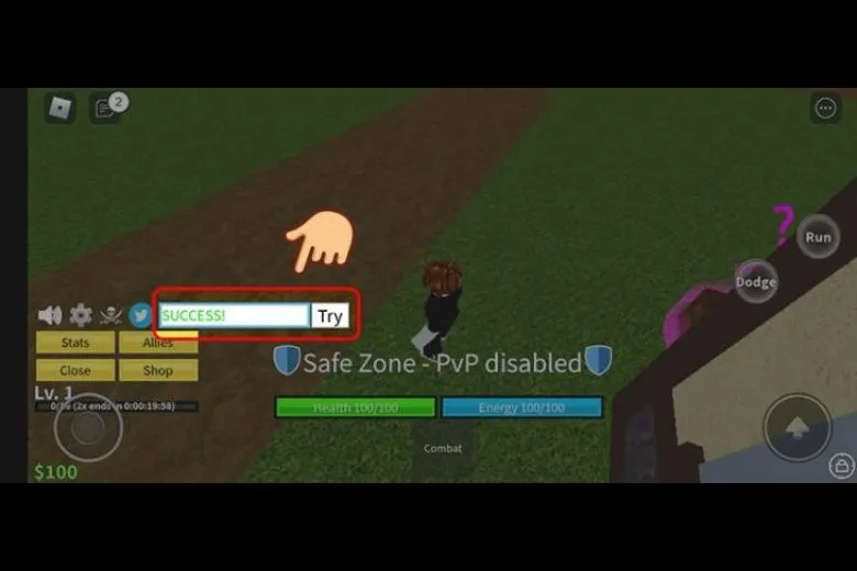 Nhập mã code random Blox Fruit và xác nhận trong giao diện game