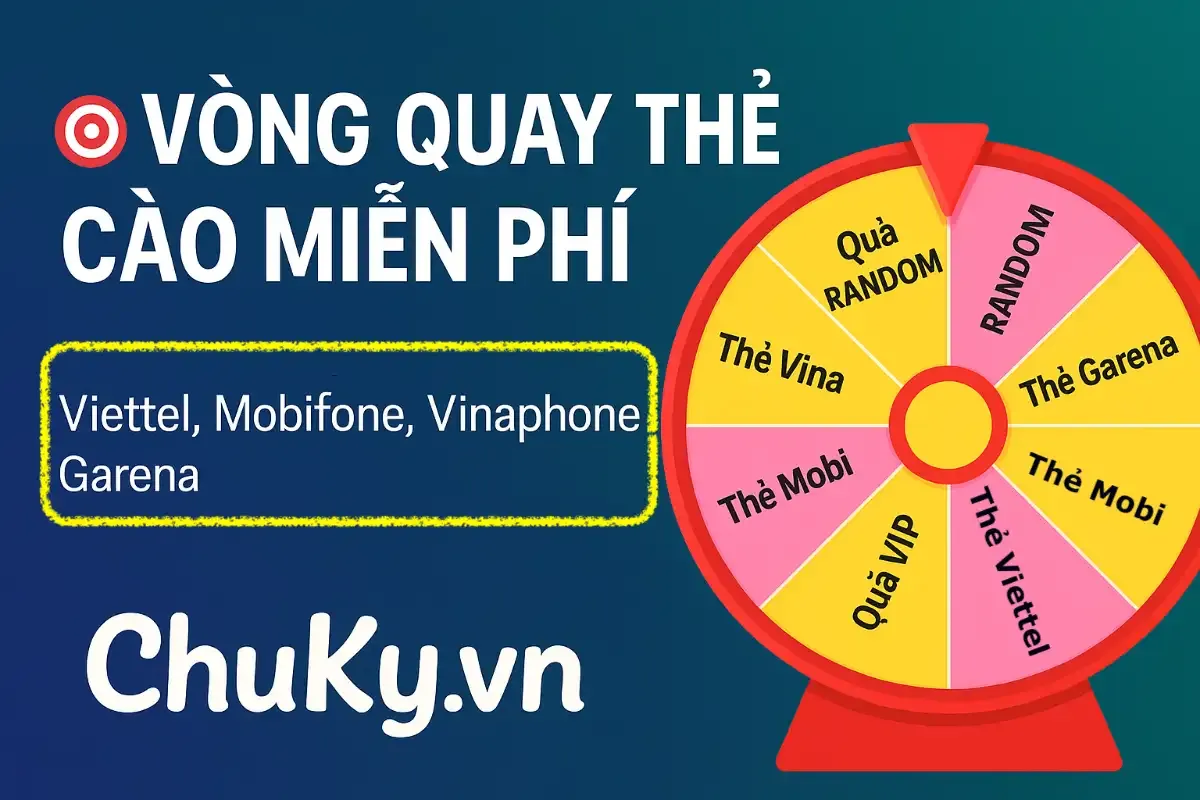 Giao diện vòng quay may mắn nhận thẻ cào miễn phí